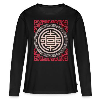 Symboles, prospérité et richesse chinois - T-shirt manches longues Premium bio Femme - noir - Devant - Julia (174cm)