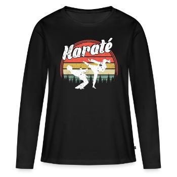 Karaté - T-shirt manches longues Premium bio Femme - noir - Devant - Julia (174cm)