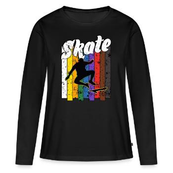 Skateboard Freestyle - Frauen Premium Bio Langarmshirt - Schwarz - Vorne - Julia (174cm)
