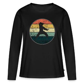 Karaté - T-shirt manches longues Premium bio Femme - noir - Devant - Julia (174cm)