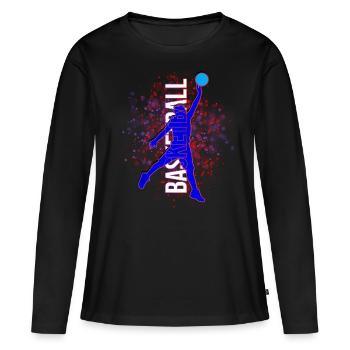 Basketteur - Basket - BBall - Basket Ball - T-shirt manches longues Premium bio Femme - noir - Devant - Julia (174cm)