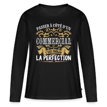 Le Meilleur Commercial | Commercial à la perfectio - T-shirt manches longues Premium bio Femme - noir - Devant - Julia (174cm)