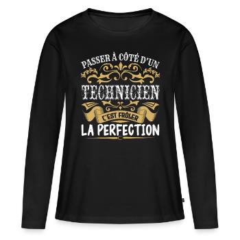Le Meilleur Technicien | Technicien à la perfectio - T-shirt manches longues Premium bio Femme - noir - Devant - Julia (174cm)