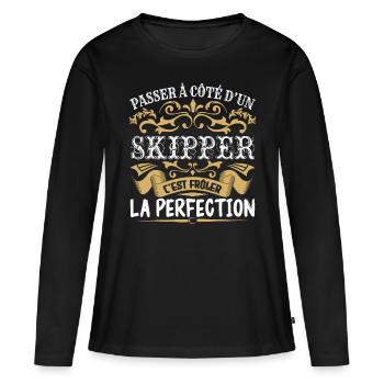 Le Meilleur Skipper | Skipper à la perfection - T-shirt manches longues Premium bio Femme - noir - Devant - Julia (174cm)