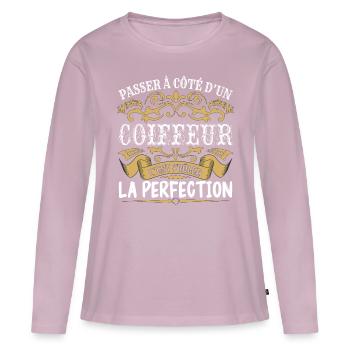 Le Meilleur Coiffeur | Coiffeur à la perfection - T-shirt manches longues Premium bio Femme - rose poudré - Devant - Julia (174cm)