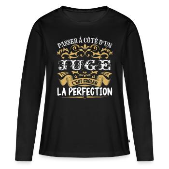 Le Meilleur Juge | Juge à la perfection - T-shirt manches longues Premium bio Femme - noir - Devant - Julia (174cm)