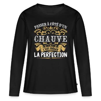 Le Meilleur Chauve | Chauve à la perfection - T-shirt manches longues Premium bio Femme - noir - Devant - Julia (174cm)