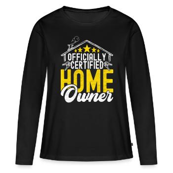 Achat d’une maison pour les propriétaires - T-shirt manches longues Premium bio Femme - noir - Devant - Julia (174cm)