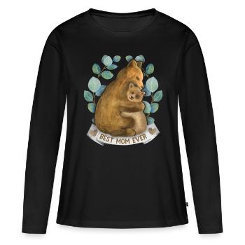 Mom-Mommy Mama-Mami Saying with Mama-Bear - Women's Premium Organic Long Sleeve Shirt - black - Front - Julia (174cm)