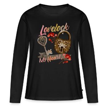 Le cadenas de la Saint-Valentin aime dire - T-shirt manches longues Premium bio Femme - noir - Devant - Julia (174cm)