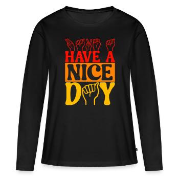 Sourds sourds muets sourds - T-shirt manches longues Premium bio Femme - noir - Devant - Julia (174cm)