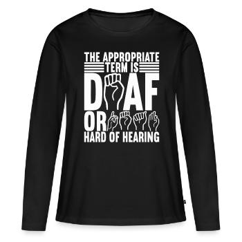 Sourds sourds muets sourds - T-shirt manches longues Premium bio Femme - noir - Devant - Julia (174cm)