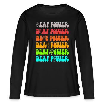 Sourds sourds muets sourds - T-shirt manches longues Premium bio Femme - noir - Devant - Julia (174cm)