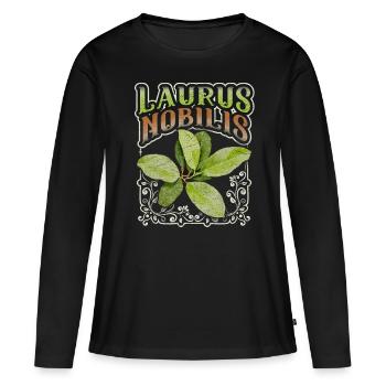 Feuille de laurier, feuille de laurier, Laurus-Nobilis - T-shirt manches longues Premium bio Femme - noir - Devant - Julia (174cm)