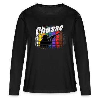 Chasse chasse - T-shirt manches longues Premium bio Femme - noir - Devant - Julia (174cm)