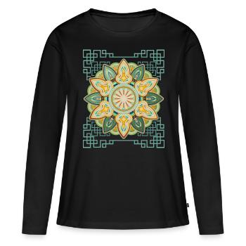 Vintage Mandala Design 3D Mandala - T-shirt manches longues Premium bio Femme - noir - Devant - Julia (174cm)
