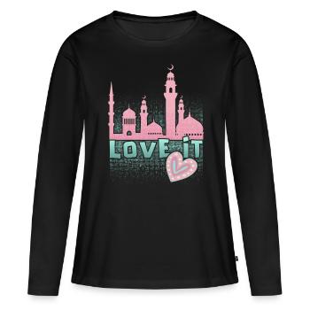 Foi islamique, slogan de la mosquée, Ramadan - T-shirt manches longues Premium bio Femme - noir - Devant - Julia (174cm)