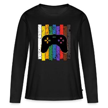 Console - Women's Premium Organic Long Sleeve Shirt - black - Front - Julia (174cm)