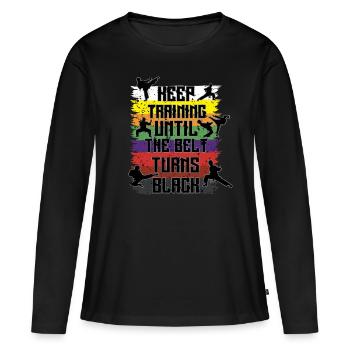 Karaté - T-shirt manches longues Premium bio Femme - noir - Devant - Julia (174cm)