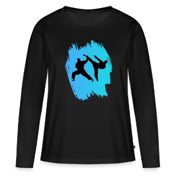 Karaté - T-shirt manches longues Premium bio Femme - noir - Devant - Julia (174cm)