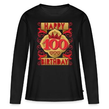 100e anniversaire 100e anniversaire en disant, design vintage - T-shirt manches longues Premium bio Femme - noir - Devant - Julia (174cm)