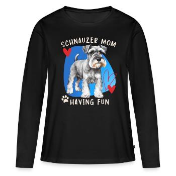 Schnauzer, Schnauzer-Terrier, Schnauzer-Mom Spruch - Frauen Premium Bio Langarmshirt - Schwarz - Vorne - Julia (174cm)