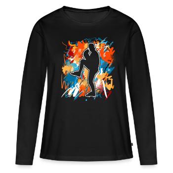 Baseball - Frauen Premium Bio Langarmshirt - Schwarz - Vorne - Julia (174cm)