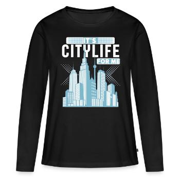 Citylife-Stadtleben Hochhäuser, New York Großstadt - Frauen Premium Bio Langarmshirt - Schwarz - Vorne - Julia (174cm)