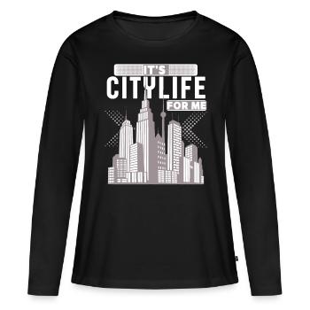 Citylife-Stadtleben Hochhäuser, New York Großstadt - Frauen Premium Bio Langarmshirt - Schwarz - Vorne - Julia (174cm)