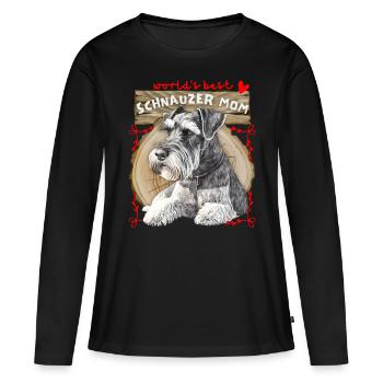 Schnauzer, Best-Schnauzer-Mom, Schnauzer-Mama - Frauen Premium Bio Langarmshirt - Schwarz - Vorne - Julia (174cm)