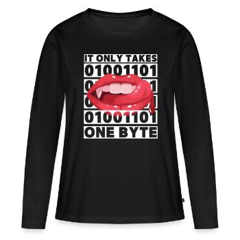 Bit Bytes Binary Computer Nerd, Vampire, Saying, Pun - Women's Premium Organic Long Sleeve Shirt - black - Front - Julia (174cm)