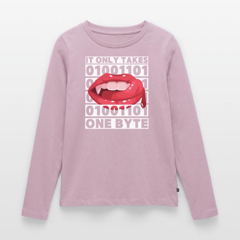Bit bytes Binary Computer Nerd, Vampire, Dire, Jeu de mots T-shirt manches longues Premium bio Femme