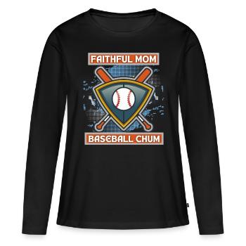 Baseball Mom, drôle de dicton, logo de baseball - T-shirt manches longues Premium bio Femme - noir - Devant - Julia (174cm)