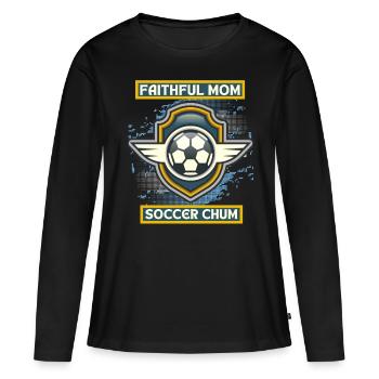 Soccer Mom, lustiger Spruch, Fußball-Mama - Frauen Premium Bio Langarmshirt - Schwarz - Vorne - Julia (174cm)