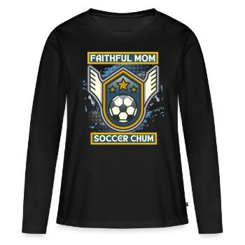 Soccer Mom, lustiger Spruch, Fußball-Mama - Frauen Premium Bio Langarmshirt - Schwarz - Vorne - Julia (174cm)