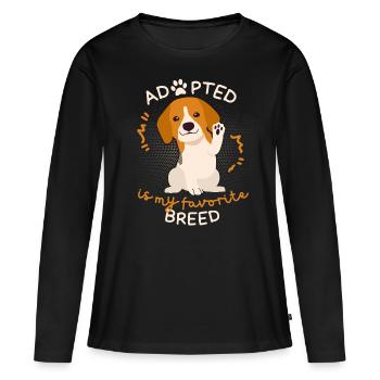 Adopted-Is-My-Favorite-Breed, Adolescent Dog - Women's Premium Organic Long Sleeve Shirt - black - Front - Julia (174cm)