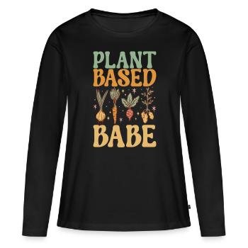 Végétarien végétalien - T-shirt manches longues Premium bio Femme - noir - Devant - Julia (174cm)