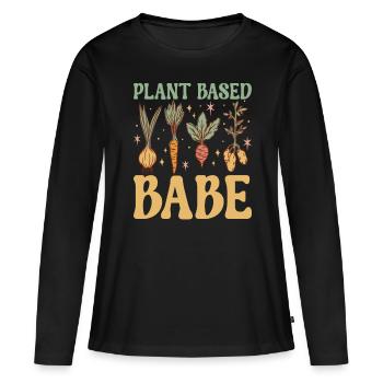 Végétarien végétalien - T-shirt manches longues Premium bio Femme - noir - Devant - Julia (174cm)