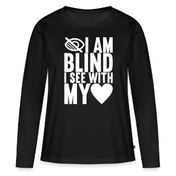 Blind visual impairment - Women's Premium Organic Long Sleeve Shirt - black - Front - Julia (174cm)