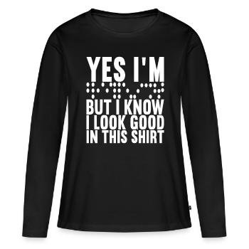 Blind visual impairment - Women's Premium Organic Long Sleeve Shirt - black - Front - Julia (174cm)