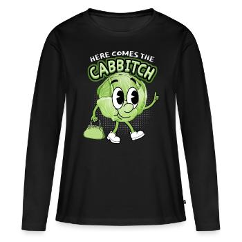 Kohl, lustiger Spruch, Manga Cabbitch Comic-Stil - Frauen Premium Bio Langarmshirt - Schwarz - Vorne - Julia (174cm)