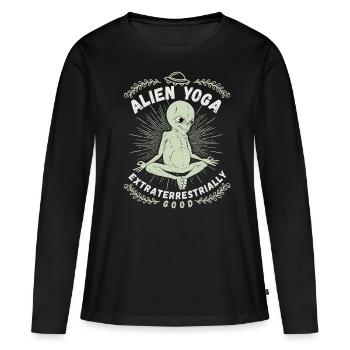 Yoga extraterrestre, Yoga, Extraterrestre, Homme vert - T-shirt manches longues Premium bio Femme - noir - Devant - Julia (174cm)