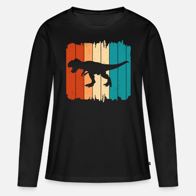 T-Rex - Frauen Premium Bio Langarmshirt - Schwarz