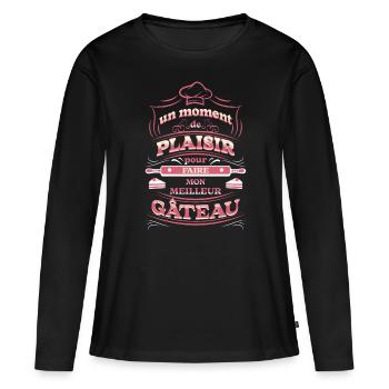Pâtissière Maman Gâteau Boulangère Humour - T-shirt manches longues Premium bio Femme - noir - Devant - Julia (174cm)