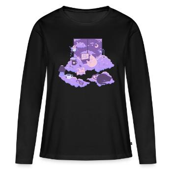 Chats rêveurs - T-shirt manches longues Premium bio Femme - noir - Devant - Julia (174cm)