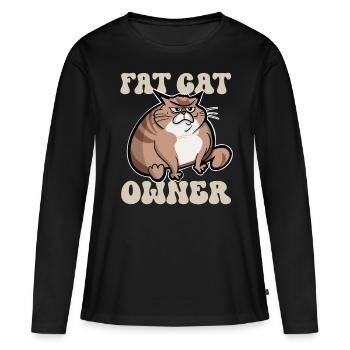 Fette Katze Besitzer - Frauen Premium Bio Langarmshirt - Schwarz - Vorne - Julia (174cm)