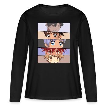 Anime Boys Gesicht Augen - Frauen Premium Bio Langarmshirt - Schwarz - Vorne - Julia (174cm)