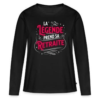 Retraite cadeau de Départ pour Retraitée Carrière - T-shirt manches longues Premium bio Femme - noir - Devant - Julia (174cm)