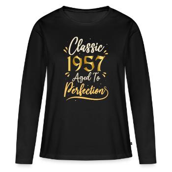 Anniversaire 1957 cadeau 1957 Classic 1957 - T-shirt manches longues Premium bio Femme - noir - Devant - Julia (174cm)