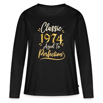 Anniversaire 1974 cadeau 1974 Classic 1974 - T-shirt manches longues Premium bio Femme - noir - Devant - Julia (174cm)